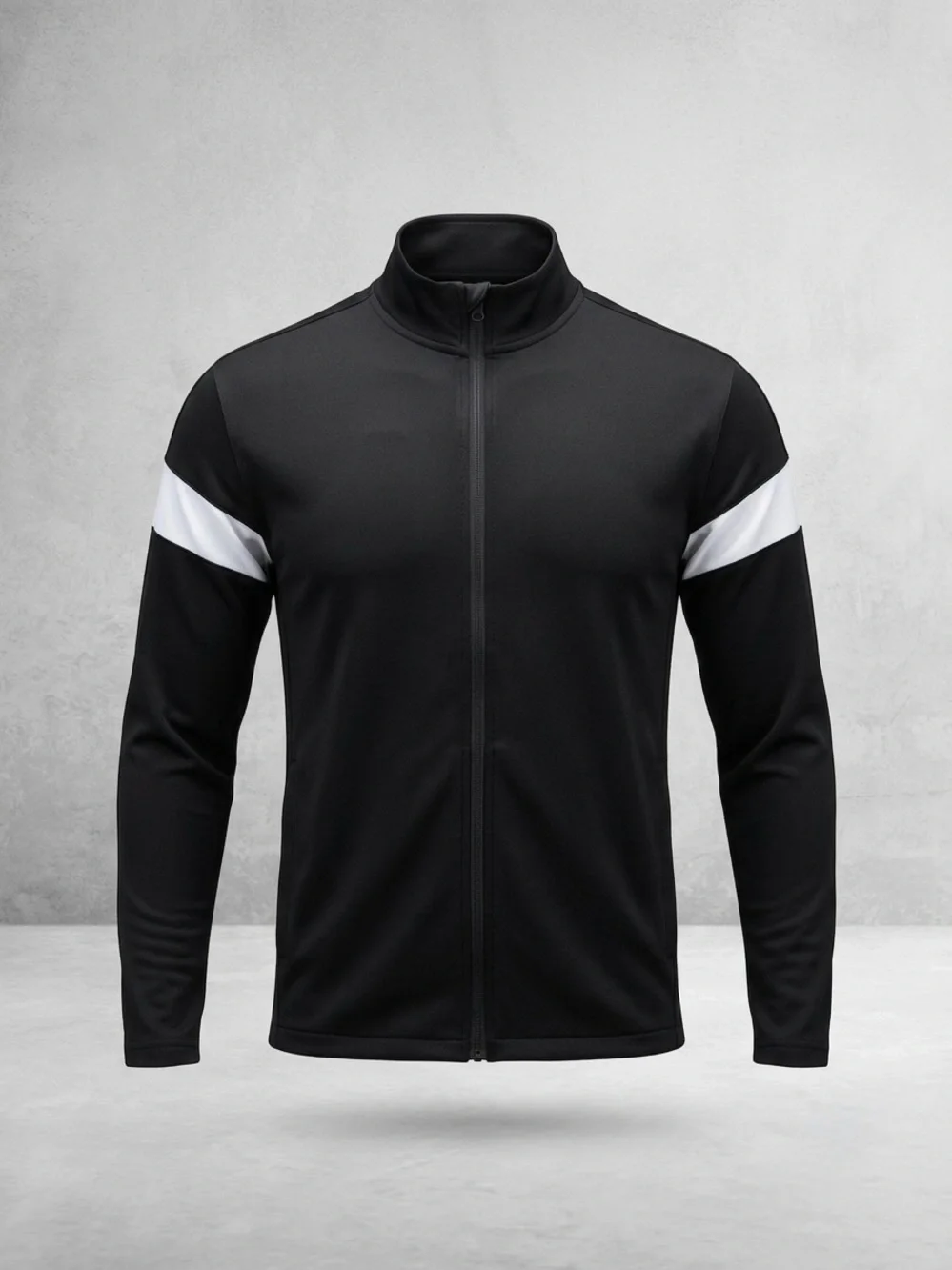 NEW Sport-Tek Black youth medium Track Jacket with White Sleeve Stripes